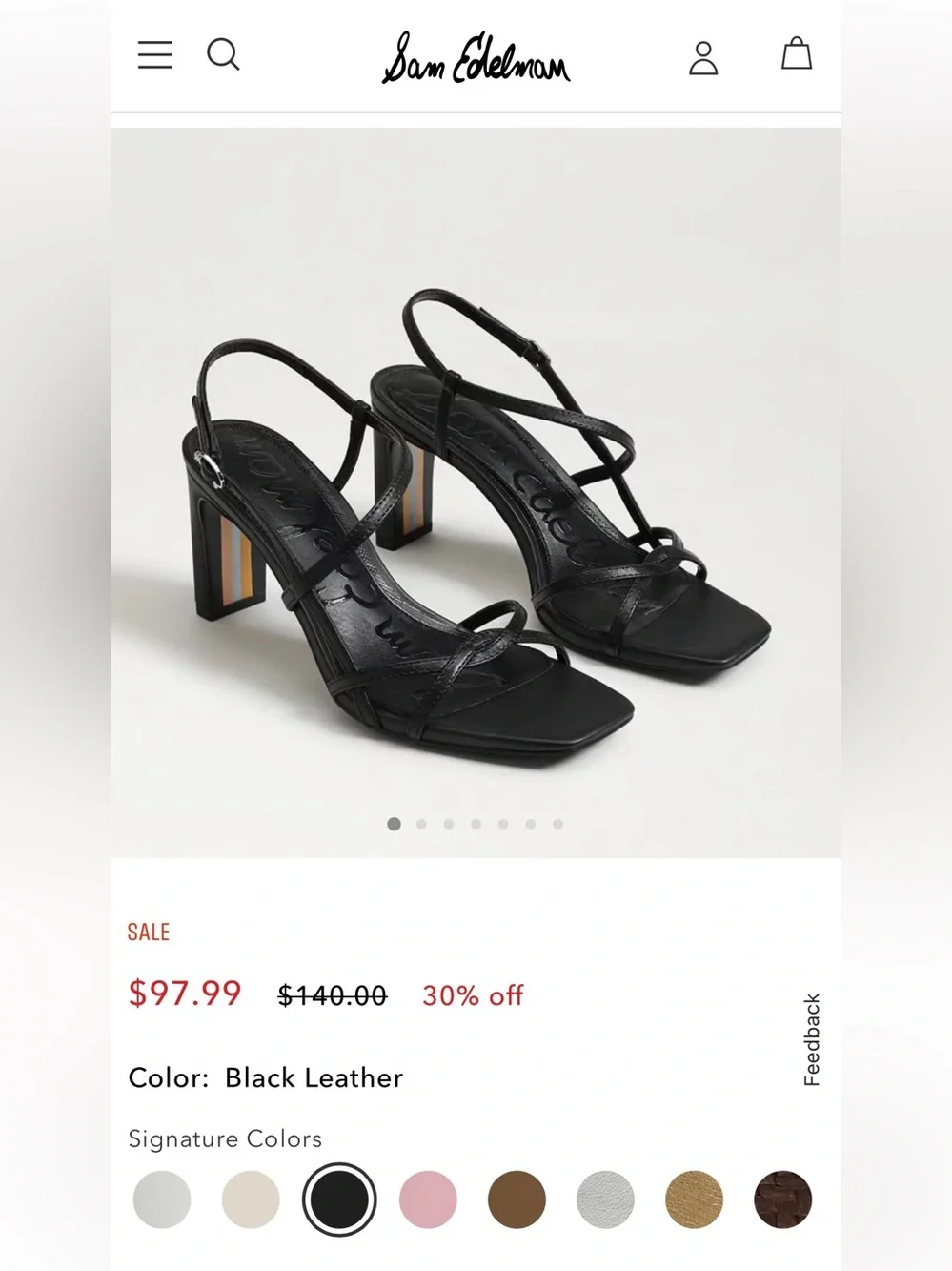 Sam Edelman Black Strappy Block-Heel Sandals